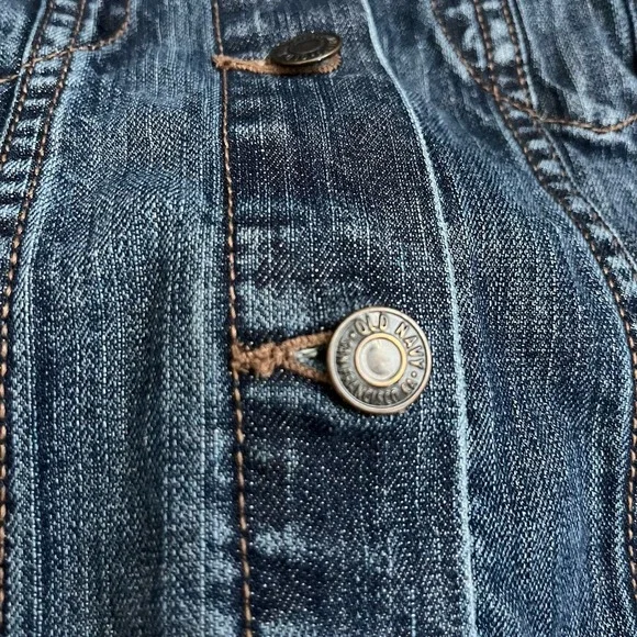 Old Navy  jean jacket womens XS Trucker‎ medium dark stretch denim Old School - Picture 5 of 12